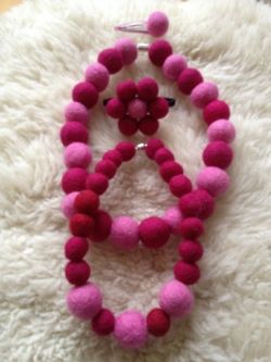 Dolly and Me Necklace Set with Hair Pretties - 100% wool handmade beads