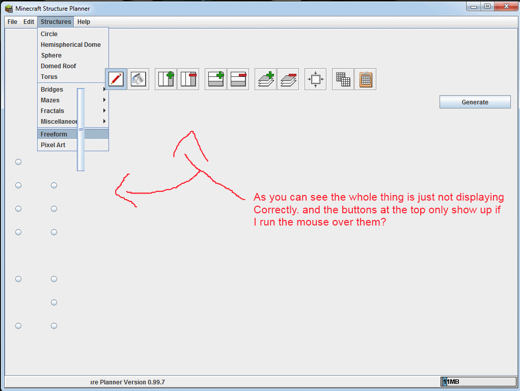 Problems with Minecraft Structure Planner