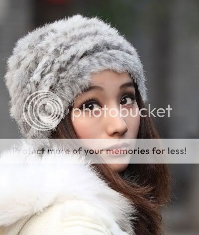   100% real RABBIT Fur Hat lady Knit handmade Beanie Cap 4color  