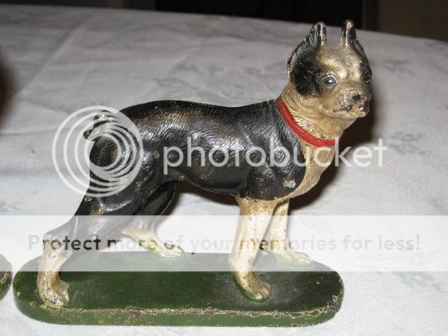 XX RARE ANTIQUE HUBLEY DOG STATUE BOOKENDS CAST IRON BOSTON TERRIER 